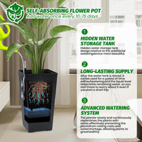 Garvee Set di 2 fioriere alte 57.15 cm con irrigazione automatica e monitor del livello dell'acqua per balcone e terrazza, pois bianchi e neri, plastica resistente alle intemperie