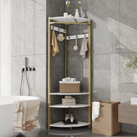 Armadio angolare Garvee con scarpiera, 6 ganci doppi, legno robusto, per corridoio e ingresso, 70,8 pollici, salvaspazio