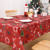 Garvee Tovaglia Natalizia Rettangolare Rossa Con Design Cervo E Albero Impermeabile Antimacchia Poliestere Resistente Tre Misure Disponibili Per Cene E Feste - Rosso