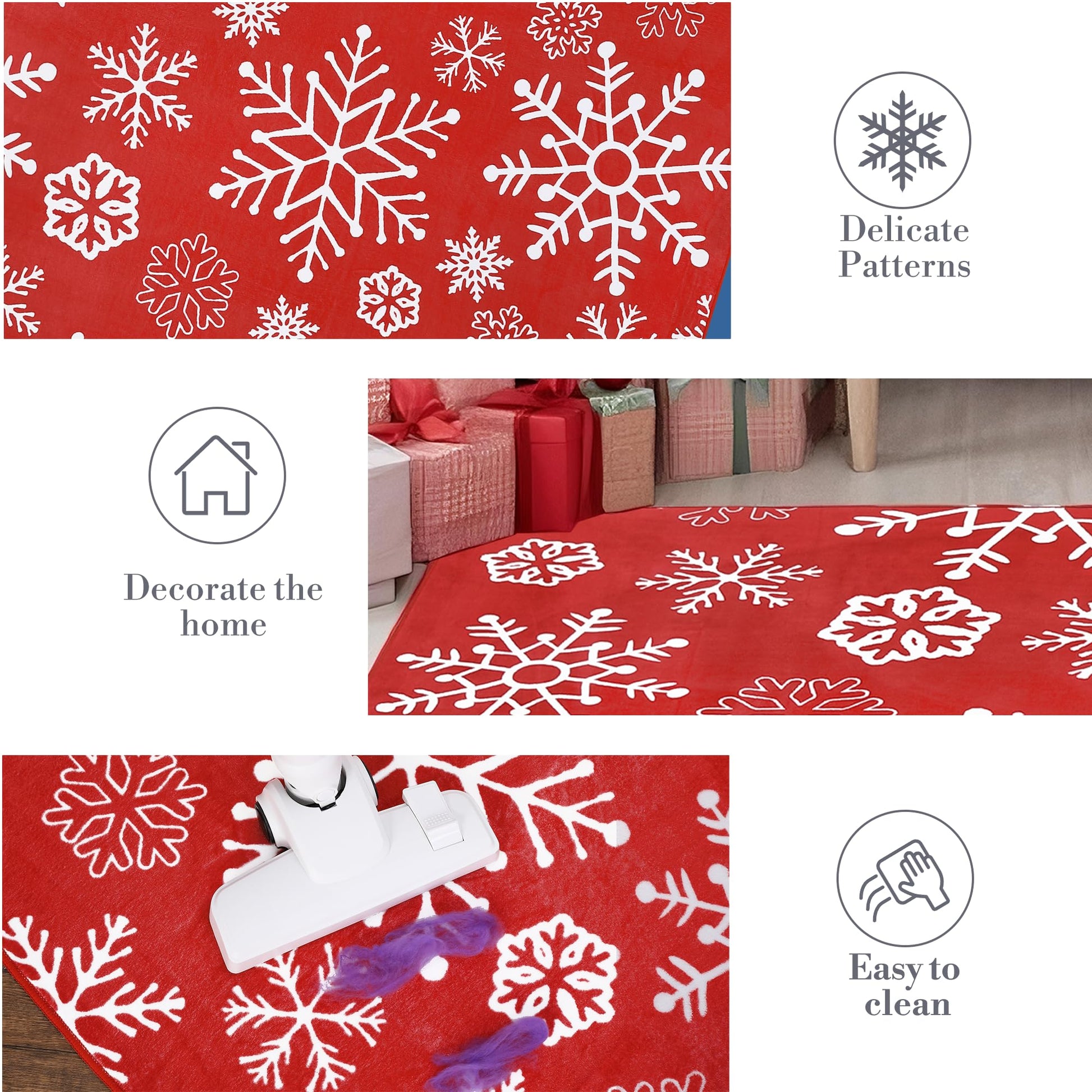 Tappeto natalizio per interni Garvee con motivo a fiocco di neve, antiscivolo, lavabile, morbido, anti-pelucchi per bagno e cucina, decorazione festiva