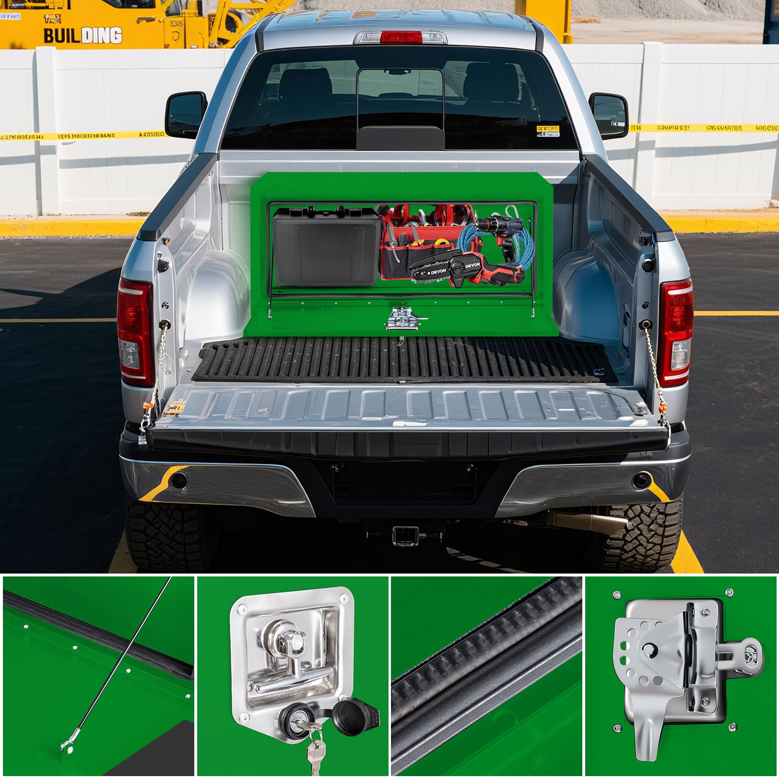 Cassetta Portautensili per Camion Garvee Acciaio Nero Impermeabile con Serratura - Robusta per Festa del Papà, Organizer Cantieri Edili