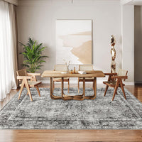 Tappeto lavabile Garvee 160x230cm Tappeto retrò vintage a pelo corto per soggiorno, camera da letto, sala da pranzo, grigio, antiscivolo, morbido, grande