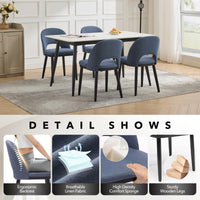 Set 2 posti pranzo imbottite Garvee - Tessuto moderno, schinale alto, seduta profonda - Struttura in legno, blu, cucina e caffetteria