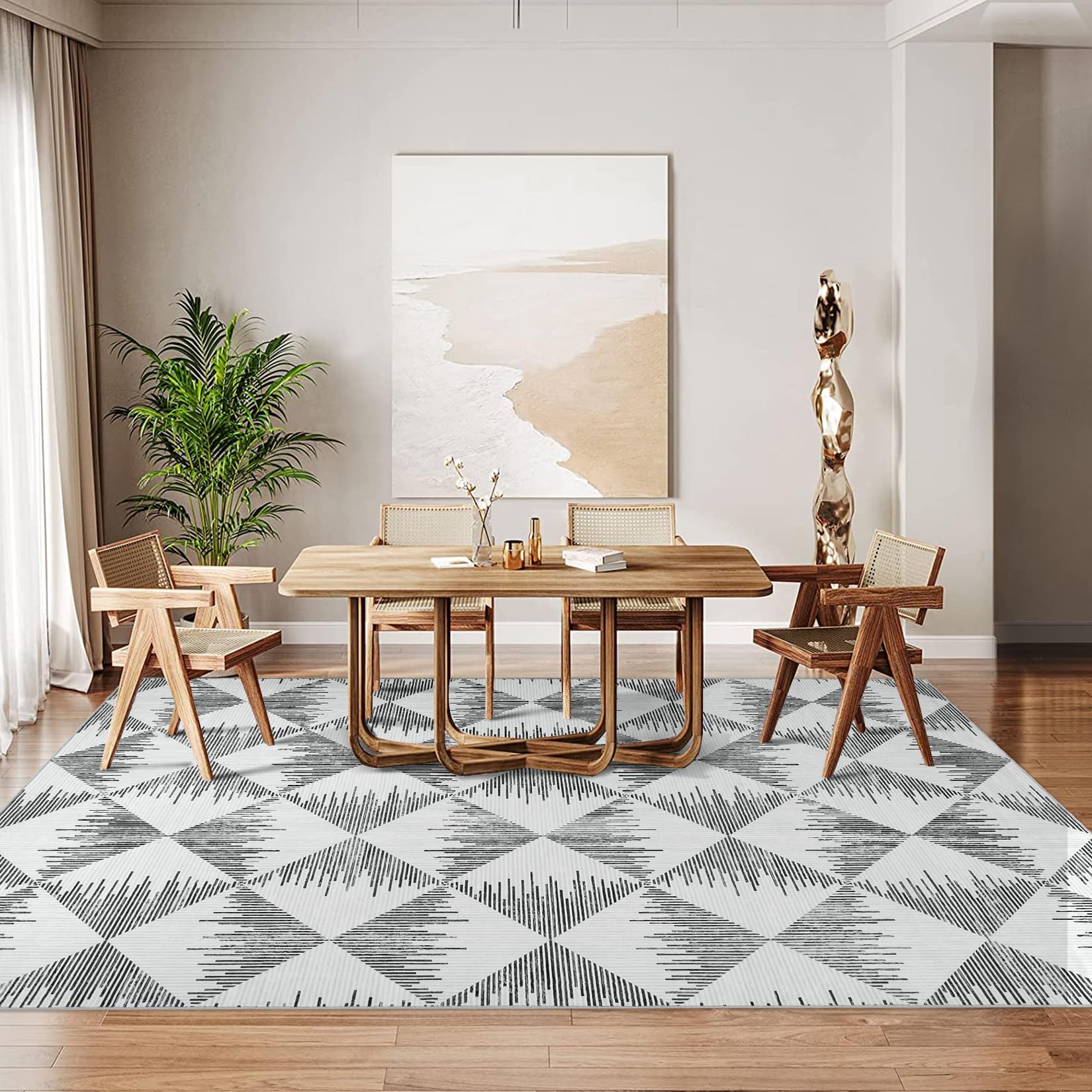 Tappeto per soggiorno Garvee 200x290cm, grande, lavabile, antiscivolo, a pelo corto, per soggiorno, camera da letto, sala da pranzo, grigio