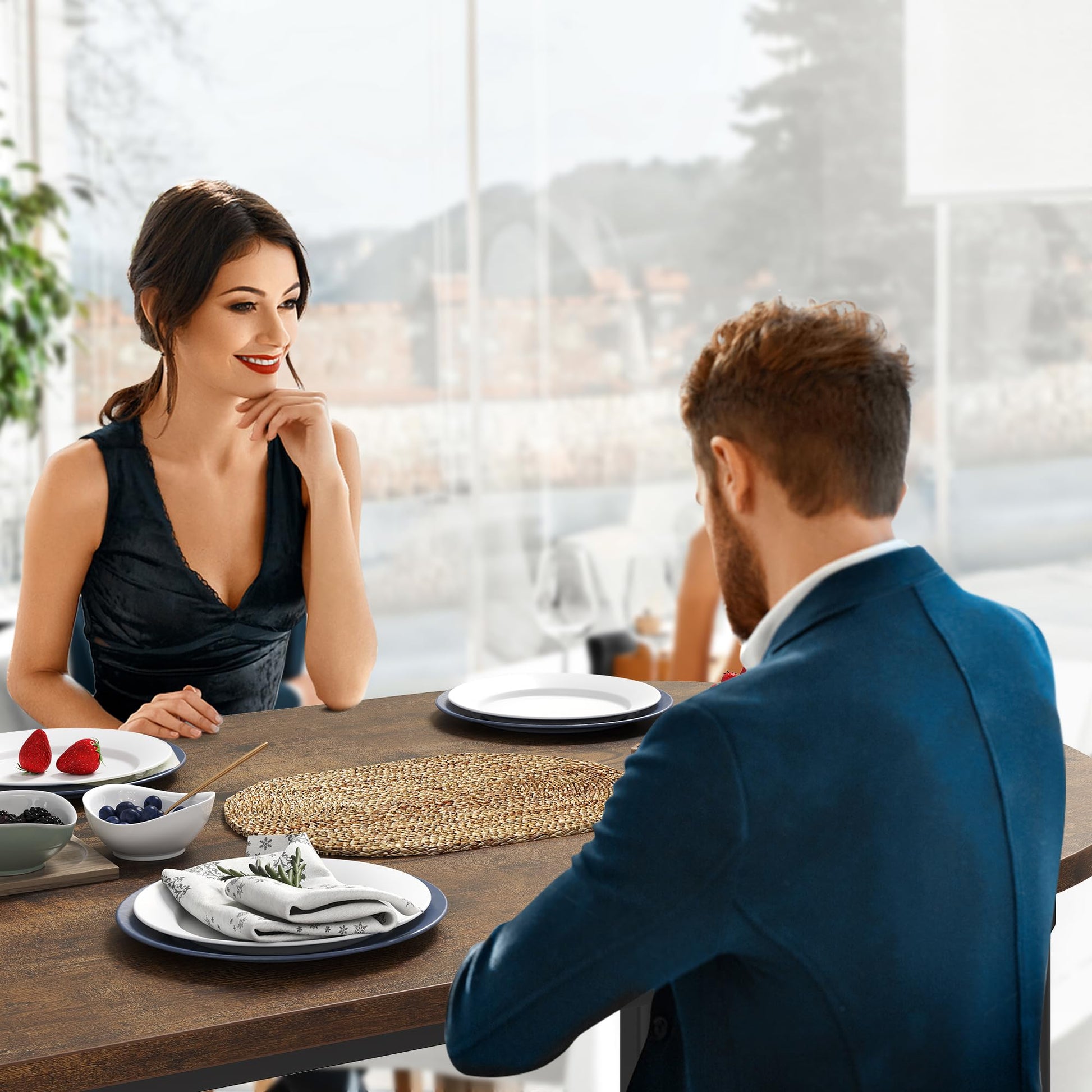 Set tavolo e sedie da bar Garvee con piano semicircolare in stile retrò, ripiano a 3 livelli, sgabelli rivestiti in pelle per cucina e ufficio, compatto, moderno