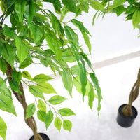 Albero artificiale da interno Garvee con foglie di gomma, tronco naturale, fioriera stabile per casa e ufficio, moderno, facile da curare