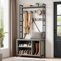 Garvee Hall Tree con panca e guardaroba 5 in 1 Organizer per corridoio e ingresso Legno Regolabile Robusto