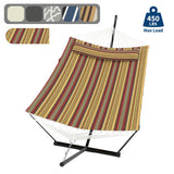 Garvee Amaca Doppia con Supporto e Cuscino per Patio e Giardino Capacità 204 kg Tessuto Resistente - Red And Yellow Stripes