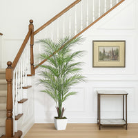 Palma Areca artificiale Garvee da 4 piedi con foglie e tronchi realistici, impermeabile, vaso di cemento stabile, decorazione per interni ed esterni, verde