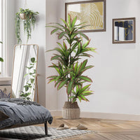 Albero di dracena artificiale Garvee da 4 piedi/5 piedi con rami e foglie di lunga durata, tessuto di seta, facile da pulire, vaso nero per casa e ufficio, verde