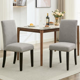 Garvee Sedie da Pranzo Set di 2 Tessuto Moderno Schienale Curvo Gambe in Legno Massiccio Supporto Lombare 50 cm Casa Cucina - Grey Nailhead