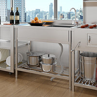Lavello multiuso Garvee in acciaio inox da 39" con vasca singola indipendente e scolapiatti per cucina e giardino, rubinetto girevole a 360°, antiruggine, argento