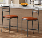 Set di 2 sgabelli da bar Garvee, in metallo, rivestiti in similpelle, marrone, per cucina e bar, ergonomici - Come mostrato