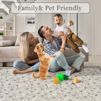 Tappeto per soggiorno Garvee 80x150cm a pelo corto, antiscivolo, vintage, floreale, lavabile, beige