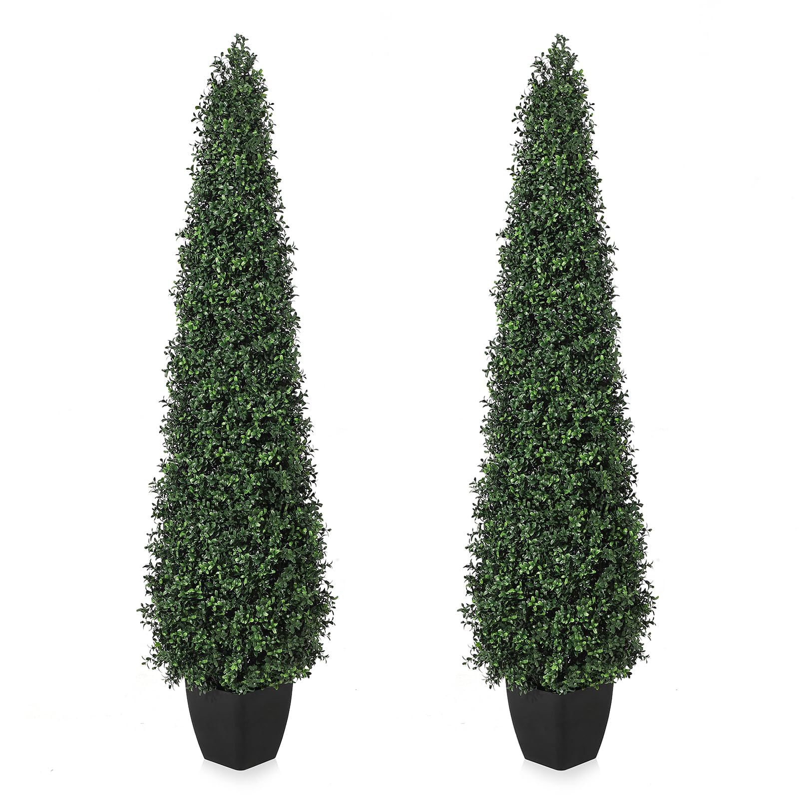 Garvee 4FT Artificiale Bosso Topiario con Vasi Resistenti per Uso Interno ed Esterno, Decorativo per Patio e Ingresso, Verde