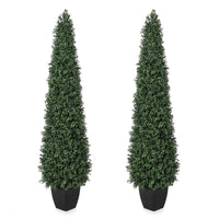 Garvee 4FT Artificiale Bosso Topiario con Vasi Resistenti per Uso Interno ed Esterno, Decorativo per Patio e Ingresso, Verde