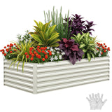 Garvee Letto Da Giardino Rialzato In Acciaio Zincato Beige 8x4x2ft, Resistente Alla Ruggine, Facile Montaggio Per Orto E Fioriera Esterna