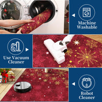 Zerbino decorativo natalizio Garvee 60x100 cm rosso, tappeto natalizio antiscivolo e assorbente per cucina, soggiorno, camera da letto, bagno