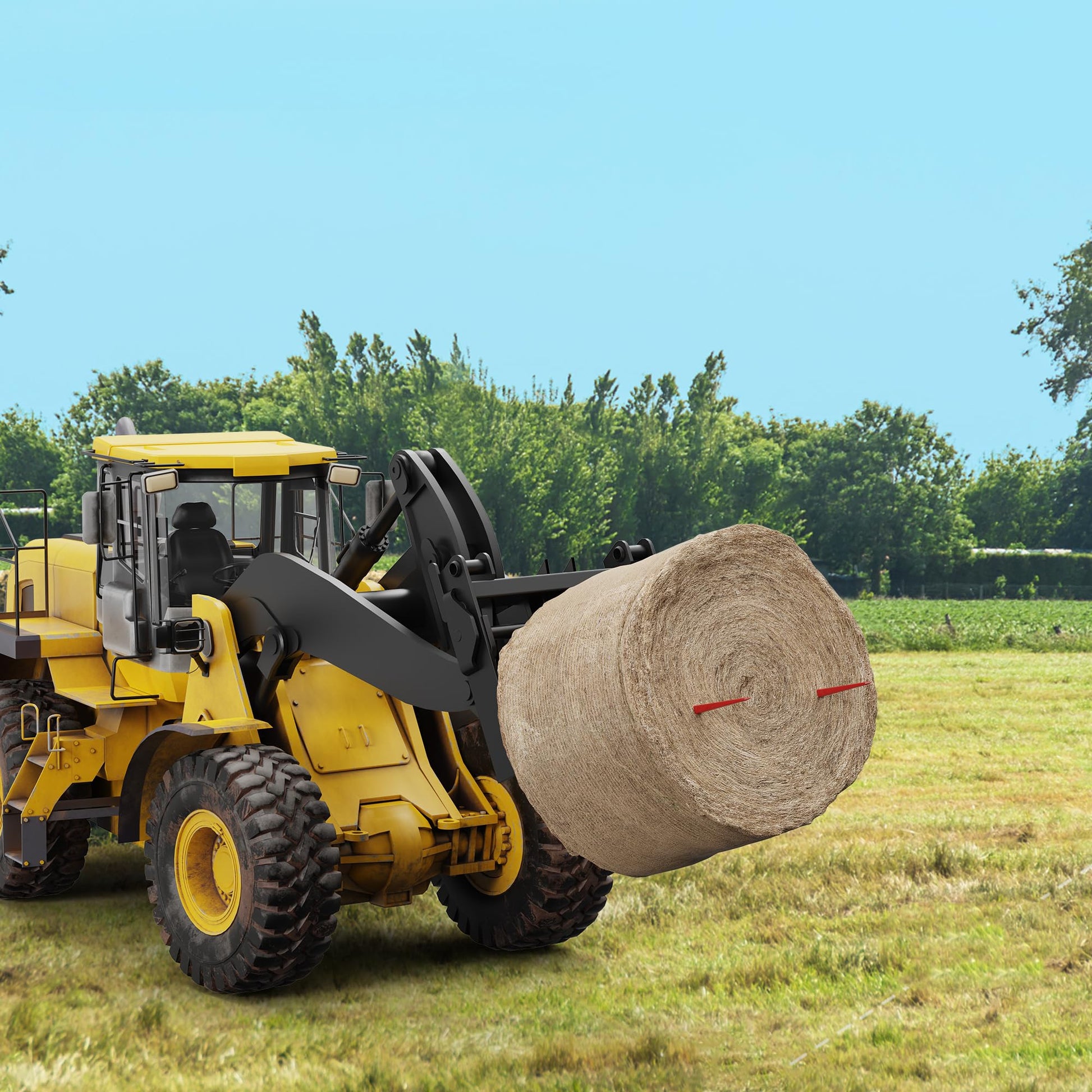 Attacco per punte da fieno Garvee da 49" con capacità di 4500 libbre, 2 punte stabilizzatrici da 17", cambio rapido, acciaio per molle, protezione dalla corrosione per trattori e pale gommate