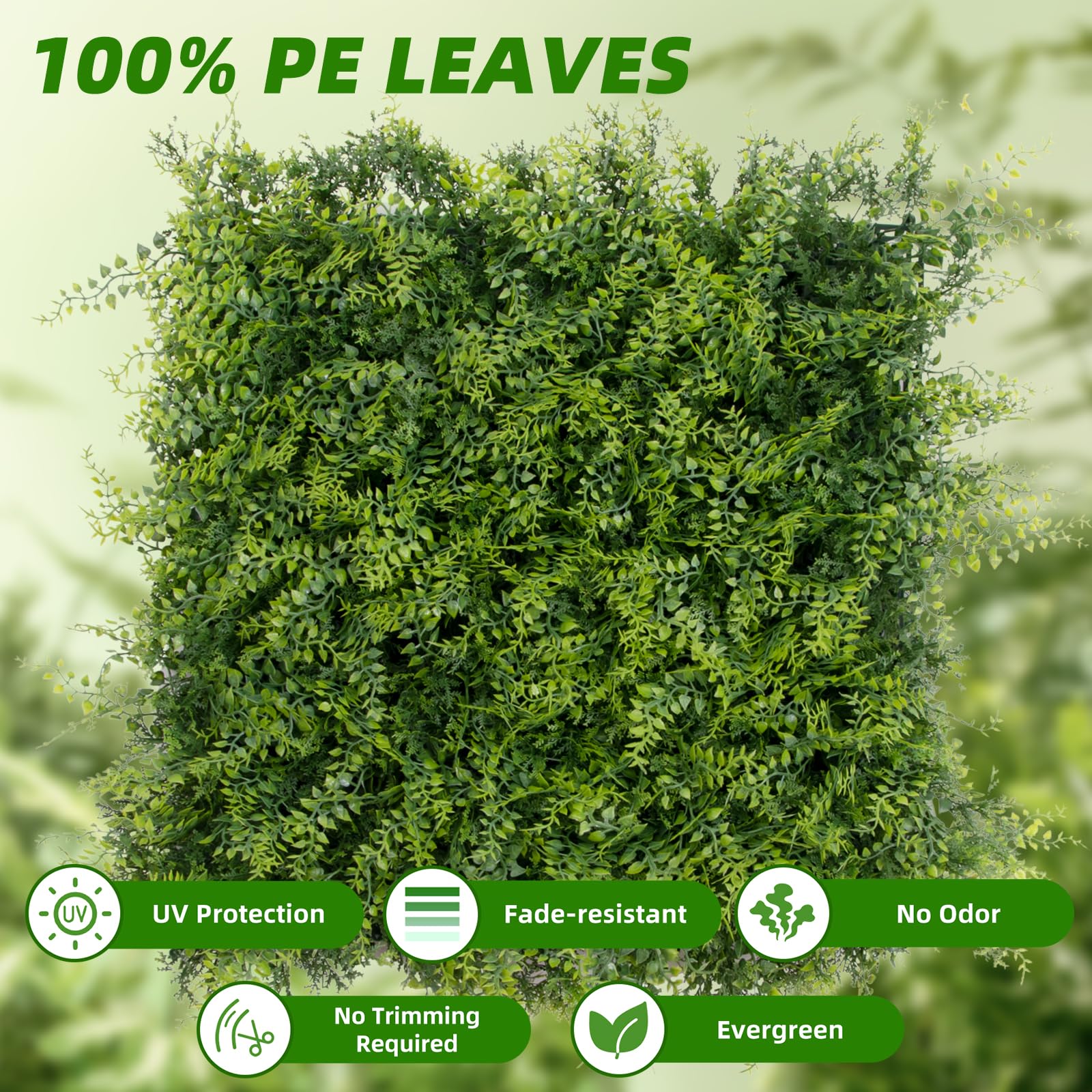 Garvee, set da 12 pannelli da parete in erba artificiale 20x20" resistenti ai raggi UV, in polietilene denso e realistico, per giardino, matrimonio, verde