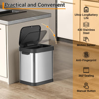 Pattumiera Garvee da 7,9 galloni/30 litri in acciaio inox con sensore di movimento e coperchio a chiusura ammortizzata per cucina e bagno, rettangolare