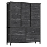 Cassettiera Garvee con 15 cassetti in tessuto e maniglie per camera da letto, soggiorno, corridoio, robusta struttura in metallo, versatile, grigio - Nero