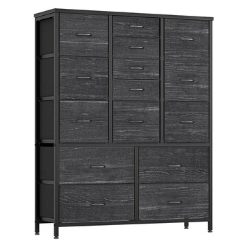 Cassettiera Garvee con 15 cassetti in tessuto e maniglie per camera da letto, soggiorno, corridoio, robusta struttura in metallo, versatile, grigio