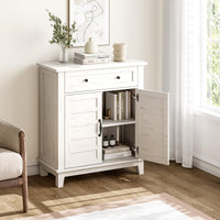 Mobiletto portaoggetti Garvee Farmhouse, ripiano regolabile a 3 livelli, 7 marce, bianco, per cucina e corridoio, 15,7x31,5x36 pollici, rustico