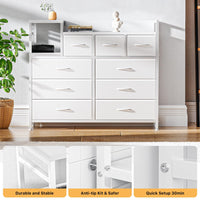 Cassettiera Garvee con 9 cassetti in tessuto, multifunzionale per camera da letto e soggiorno, 100x30x86 cm, bianco