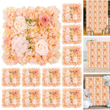 Garvee Pannelli Murali 3D con Motivo Rose, Set 12 Pezzi, 38x38 cm, Tessuto Seta Ecologico, Decorazioni per Matrimoni e Eventi, Facile Installazione, Colore Naturale - Orange