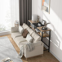 GARVEE Tavolo consolle stretto con ripiani in legno, colore vintage, struttura in metallo, 100x23x80 cm, robusto, per piccoli spazi, corridoio, soggiorno