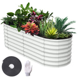 Garvee Letto Da Giardino Rialzato 6x3x2ft In Acciaio Zincato, Base Aperta, Bordo In Gomma, Resistente Alla Ruggine, Per Orto E Fiori Esterni - White