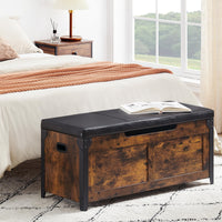 Garvee Cassapanca Contenitore in Legno con Telaio in Metallo, Cerniere di Sicurezza, Cuscino Imbottito, Ampio Spazio per Ingresso e Camera, 15.7"D x 39.4"W x 18.1"H, Multicolore
