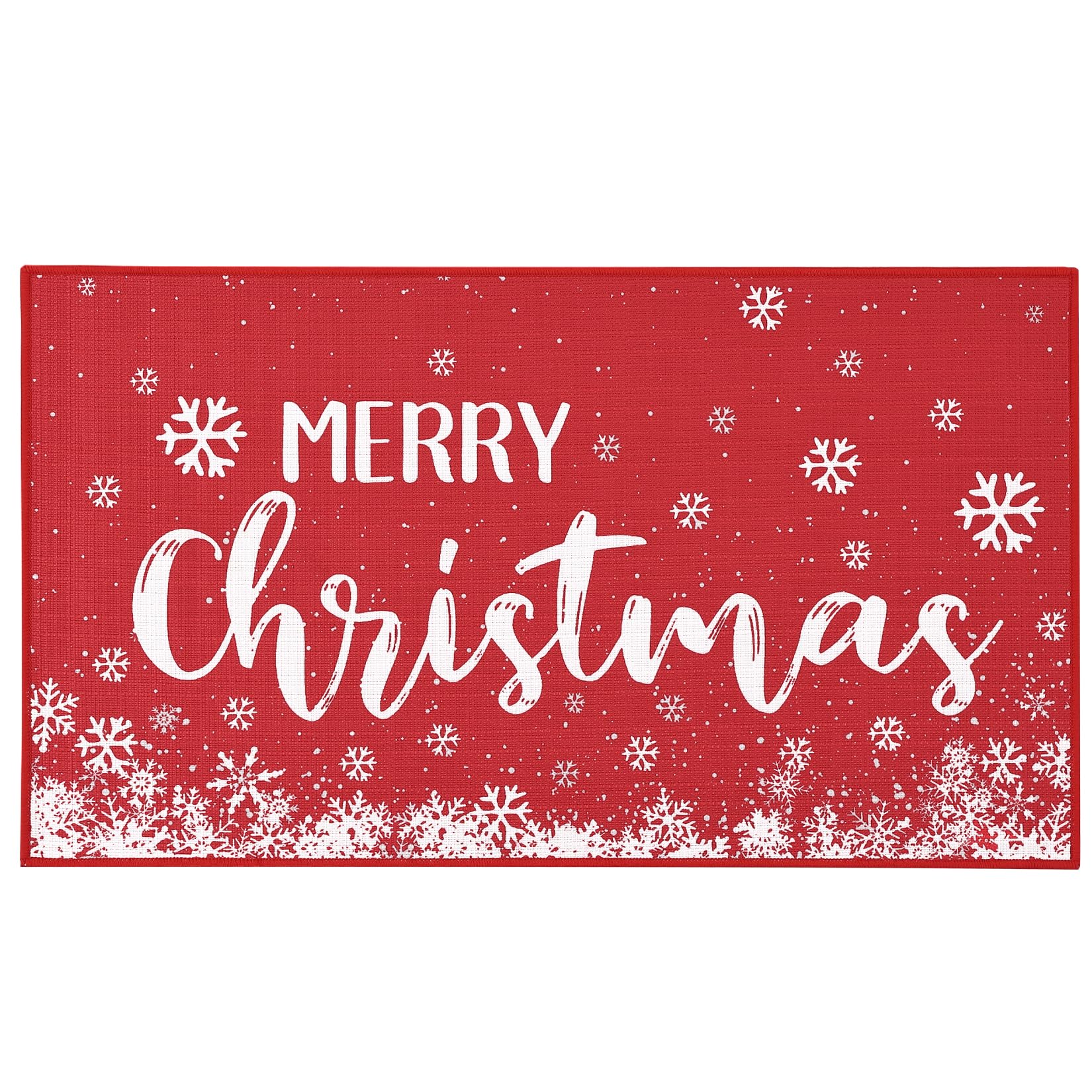 Zerbino Garvee Merry Christmas, zerbino natalizio con fiocco di neve rosso, per uso interno ed esterno, 40 x 60 cm