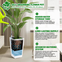Set di 2 fioriere Garvee alte 16" nere con irrigazione automatica e indicatore del livello dell'acqua per uso interno ed esterno