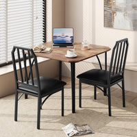 Set da pranzo Garvee per 2 persone con design smussato, sedie imbottite in PU, MDF e acciaio, compatto, ideale per piccoli spazi, 43,7x27,5x30,7 pollici, nero