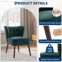 Poltrona Garvee Accent Chair senza braccioli con gambe in legno, imbottita in tessuto trapuntato, ergonomica, robusta, versatile, per soggiorno, camera da letto, multicolore