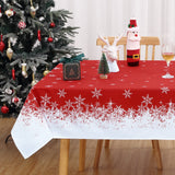 Garvee Tischdecke Weihnachten Schneeflocke Wasserdicht Polyester Bambuseffekt Rot 137x137cm Für Esszimmer Küche Party - Rosso