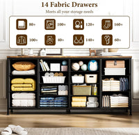 Mobile TV Garvee con 14 cassetti e prese, credenza bassa da 160 cm per TV da 75 pollici, set di sicurezza, moderno, rovere bianco