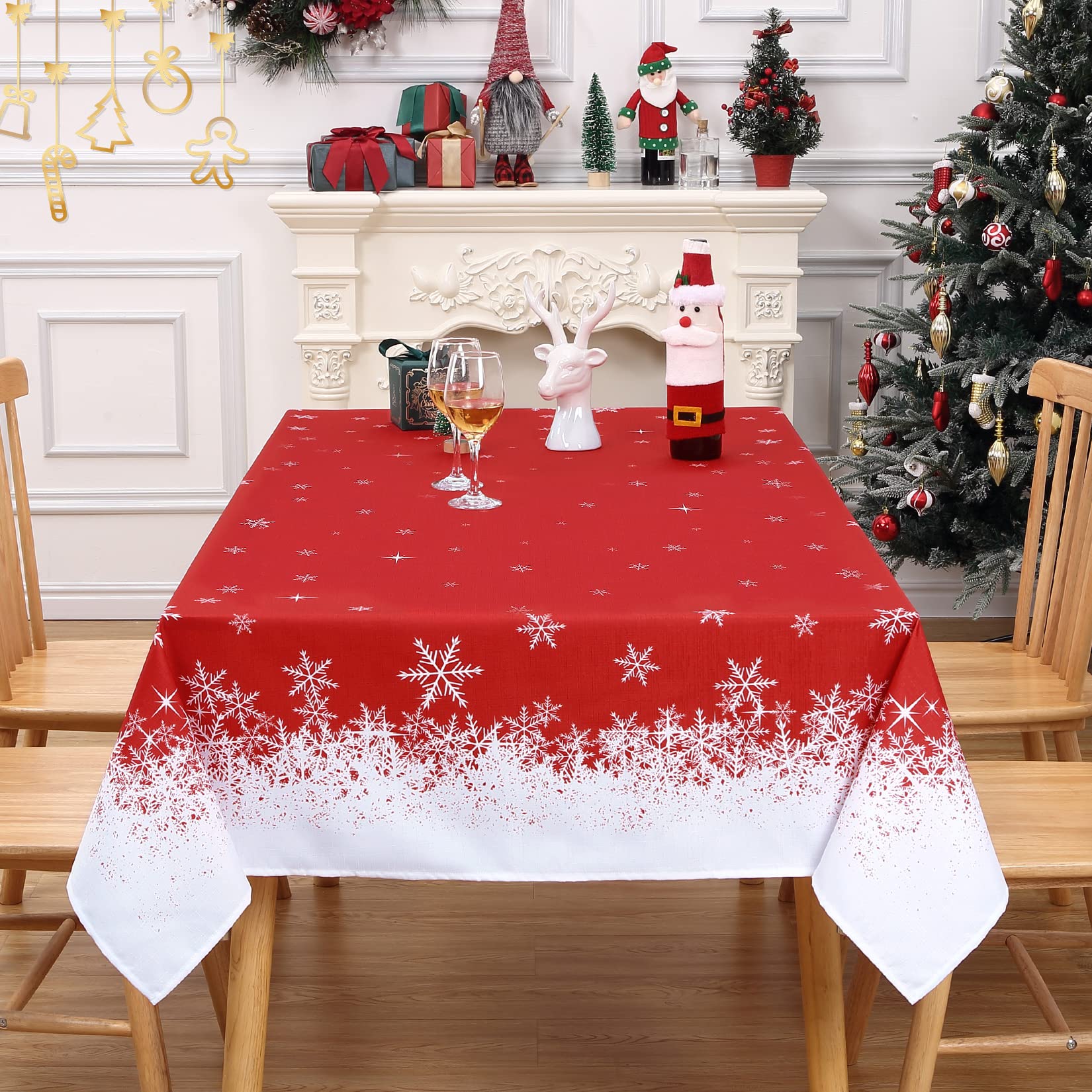 Garvee Tischdecke Con Bordura Di Fiocchi Di Neve Antimacchia Colore Fisso Per Occasioni Festive Vari Taglie Elegante Design