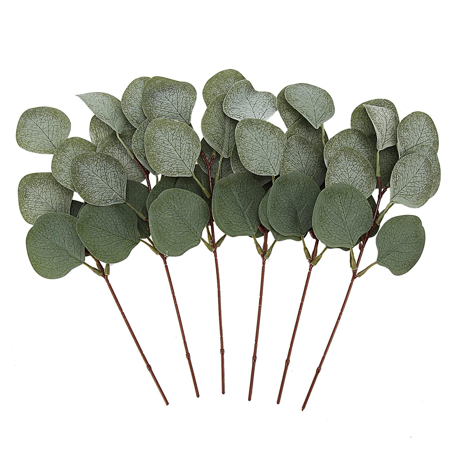 Garvee 6 pezzi di rami e foglie di eucalipto artificiali verdi per decorazioni di matrimoni, feste, decorazioni per la tavola di casa, giardino, 29 cm