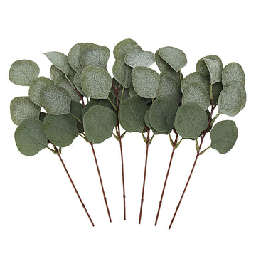 Garvee 6 pezzi di rami e foglie di eucalipto artificiali verdi per decorazioni di matrimoni, feste, decorazioni per la tavola di casa, giardino, 29 cm