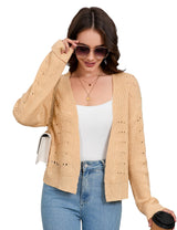 Giacca corta in maglia leggera da donna Garvee Bolero, elegante e casual, color albicocca, taglia S