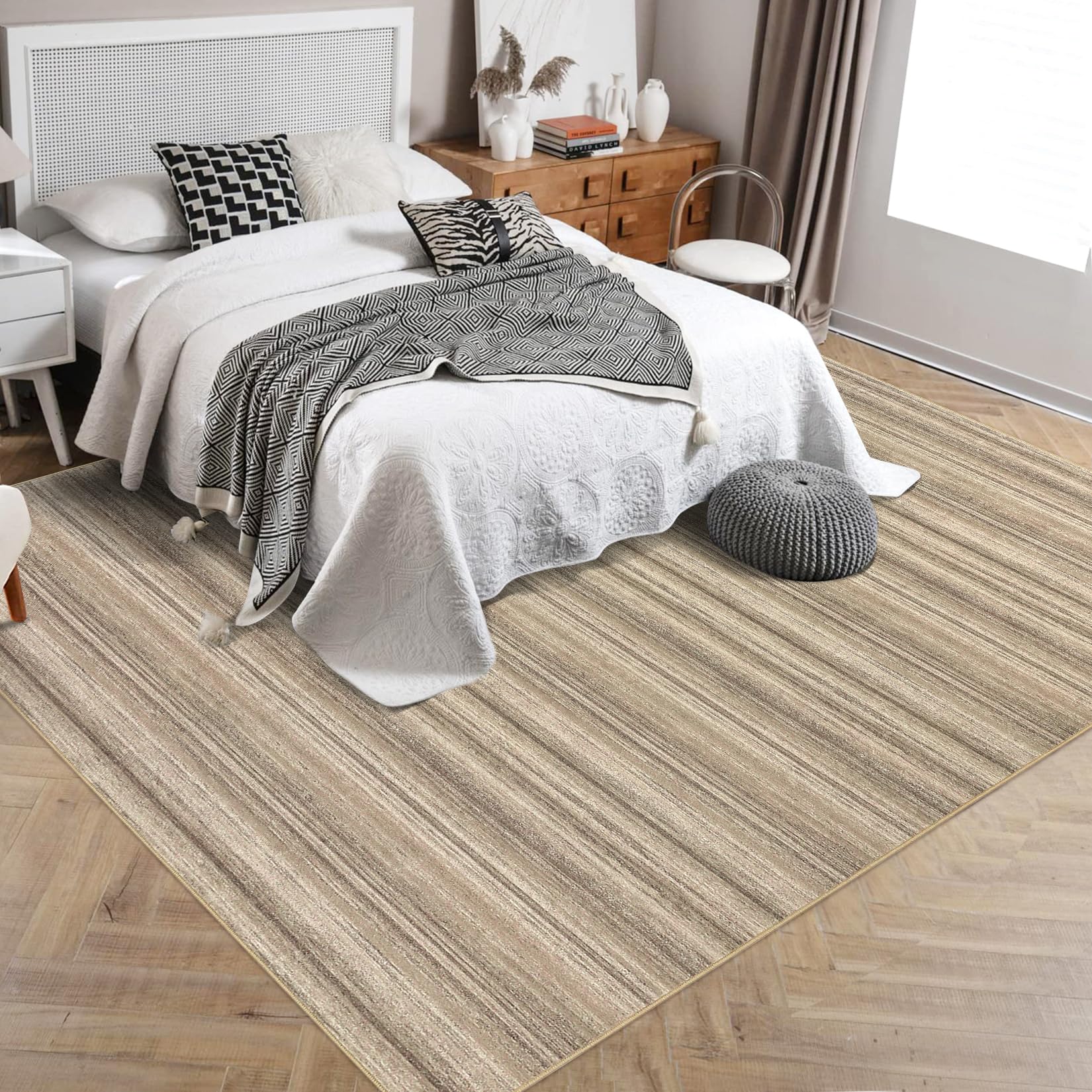 Tappeto per soggiorno Garvee 120x170cm Marrone Moderno Pelo corto Morbido Antiscivolo per soggiorno Camera da letto Sala da pranzo