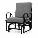 Garvee Sedia a Dondolo Glider da Esterno con Cuscino Rimovibile, Struttura in Metallo Robusto, Grigio Scuro per Giardino e Patio - Dark Gary