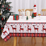 Tovaglia natalizia Garvee con motivo a cervi, idrorepellente, antipiega, poliestere, grande formato 137x274cm, color crema, per feste di Natale - Vamos A Quedar