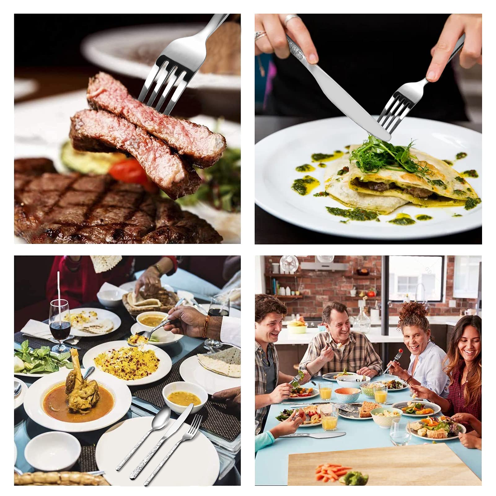 Set di posate Garvee da 30 pezzi in argento per 6 persone, acciaio inossidabile 18/10 di alta qualità, lavabile in lavastoviglie, manico decorato, resistente, per casa e ristorante, argento