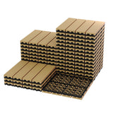 Garvee Piastrelle per Deck in Composito 27pz 12x12" (30,5x30,5 cm) Impermeabili Interbloccanti Legno Plastica Antiscivolo Resistenti alle Intemperie per Patio e Balcone - Teak-1