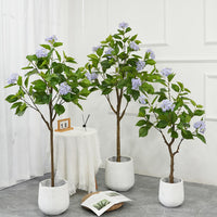 Albero di ortensia artificiale Garvee da 4 piedi/5 piedi con vaso moderno per l'arredamento del soggiorno e dell'ufficio, facile da pulire, robusto, realistico, verde