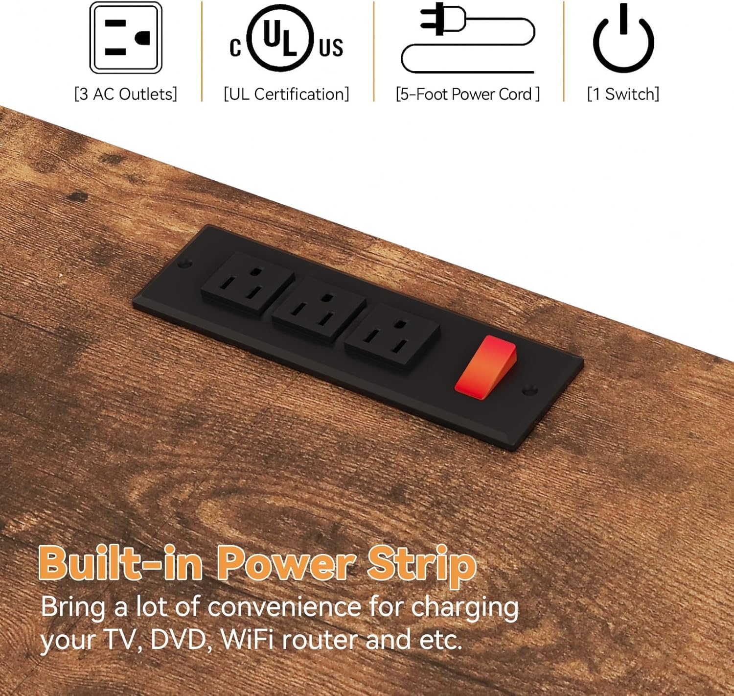Cassettiera GARVEE con cassetti, con presa e LED, 8 cassetti, cassettiera multifunzionale per camera da letto e soggiorno - Credenza robusta e durevole, 120*36*75 cm